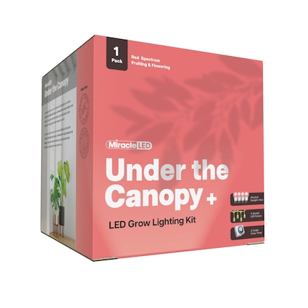 Miracle Led 4-Socket Under the Canopy Red Spectrum Grow Light Kit - 11W Replace 150W Grow Bulbs w/Timer 801624